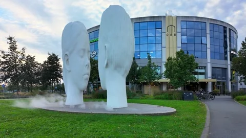 LOVE by Jaume Plensa in Leeuwarden Stock Footage 304242512
