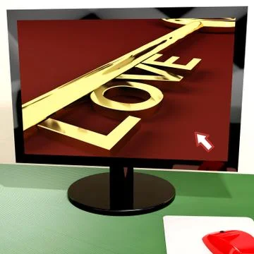 Love key on computer screen showing online dating Stock-Illustration