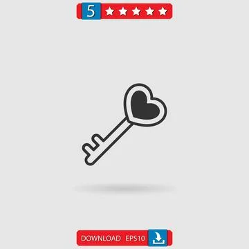 Love key vector icon Stock Illustration