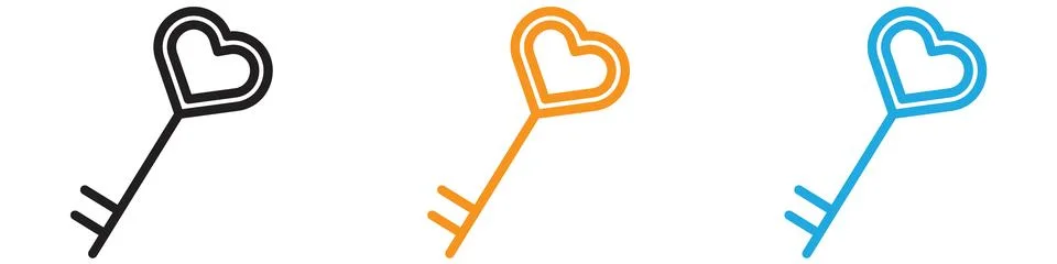 Love key vector logo set collection for web app ui Stock Illustration