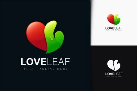 Love leaf logo design with gradient Stock Illustration