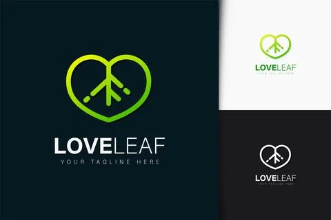Love leaf logo design with gradient Stock Illustration