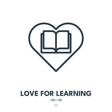 Love for Learning Icon. Knowledge, Education, Read. Editable Stroke Stock Illustration