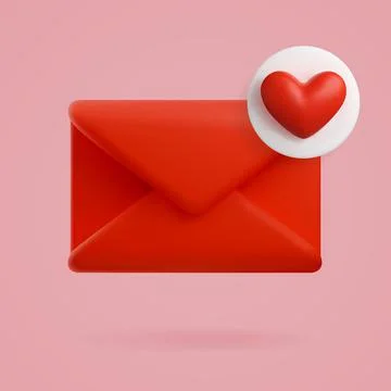 Love letter in a 3D envelope Stock Illustration