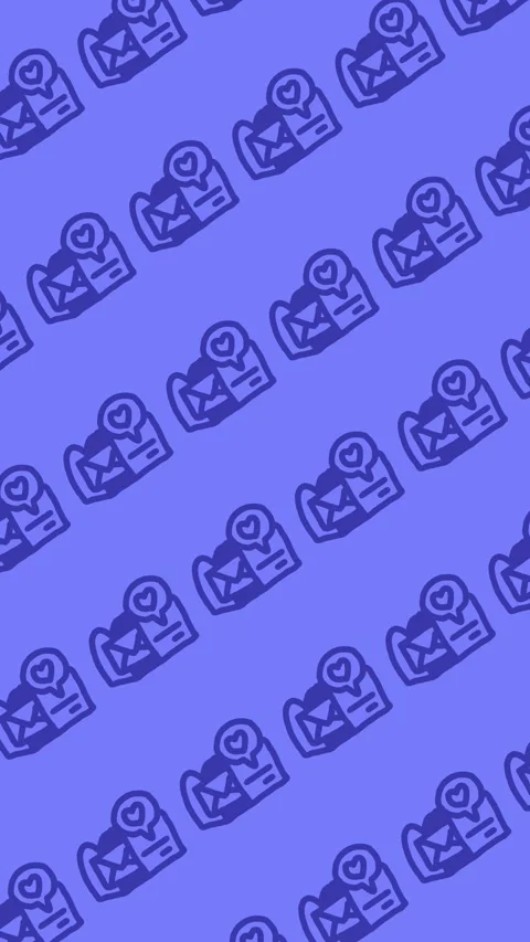 Love letter and envelope seamless pattern on abstract vertical purple background Stock Footage 340670225
