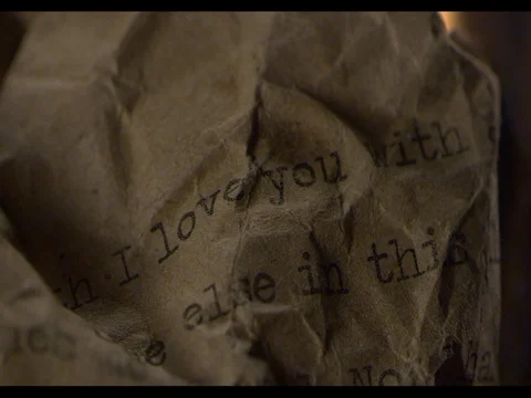 Love letter burning, close-up, slow mo, Ignition of fire Stock Footage 74287360