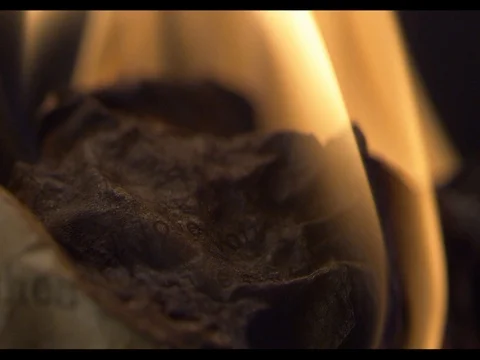 Love letter Burning fire on a black background, close-up, slow mo Stock Footage 74287580