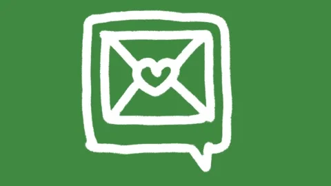 Love letter email speech bubble hand-drawn cartoon graphic with chalk icon Stock Footage 337114457
