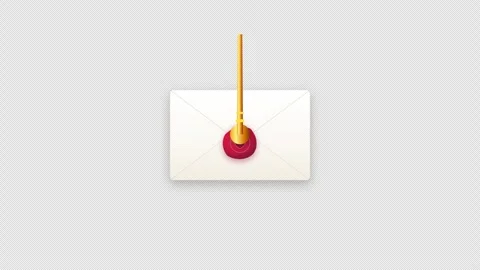 Love Letter Envelope Wax Seal Stamp Press Reveal with a satisfying 4K Alpha Stock Footage 346357366