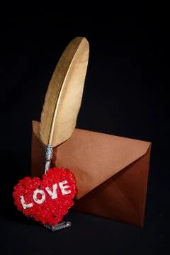 Love letter envelope,black background Stock Photos