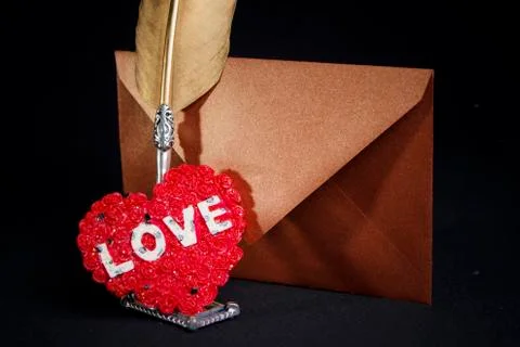 Love letter envelope,black background Stock Photos