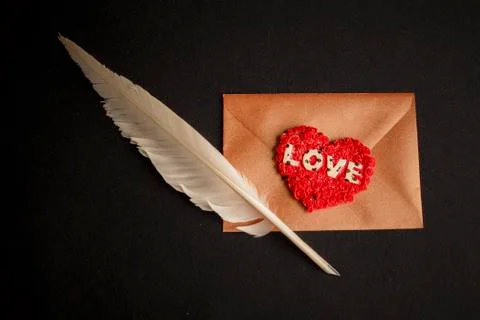 Love letter envelope,black background Stock Photos