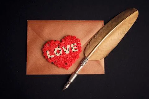 Love letter envelope,black background Stock Photos