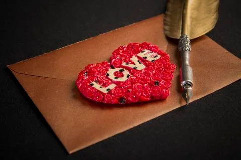 Love letter envelope,black background Stock Photos