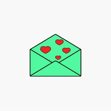 Love letter with hearts solid icon, envelope Stock Illustration