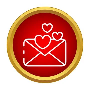 Love letter message mail icon on red button Ilustração Stock