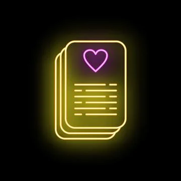 Love letter neon glowing document icon message 스톡 일러스트