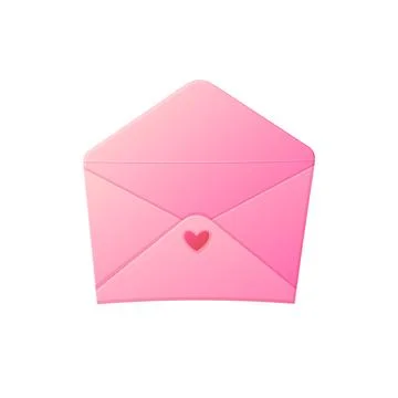 Love letter. Open empty envelope with heart. Vanentine day, romantic confes.. Stock Illustration