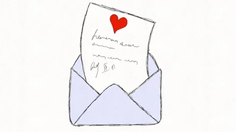 Love Letter in Open Envelope with Red Heart Animation Stock Footage 342018211
