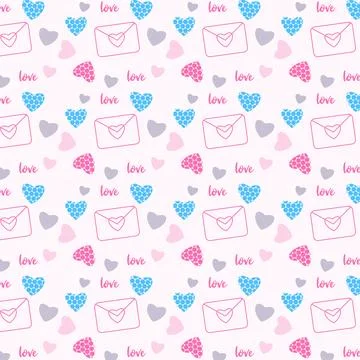 Love letter pattern texture with text effect on a white background. Valentine Stock Illustration