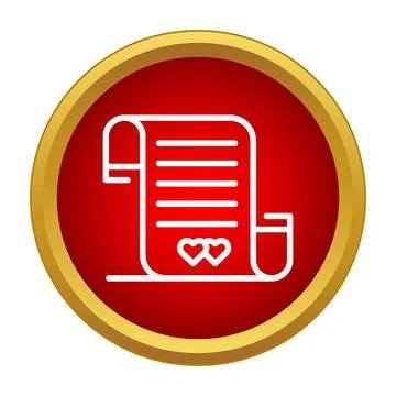 Love letter scroll with hearts on red icon Stock Illustration