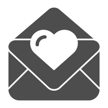 Love letter solid icon. Valentine card vector illustration isolated on white 스톡 일러스트