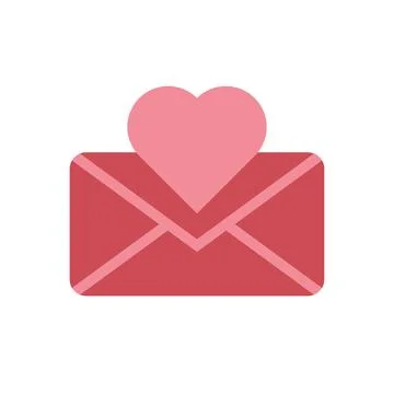 Love letter vector icon. Red envelope and heart Stock Illustration