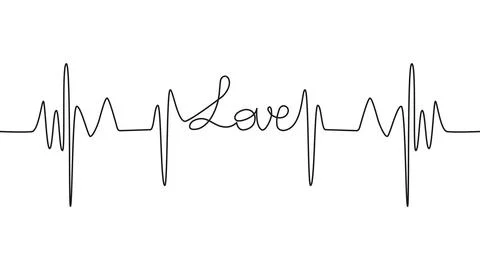Love lettering heartbeat design positive motivational optimist heart love. Stock Illustration