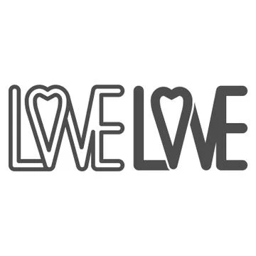 Love lettering line and solid icon, valentine day concept, calligraphy with Stock Illustration