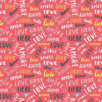 Love lettering seamless pattern vector illustration. Love written in differen Stockillustratie