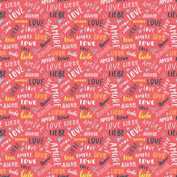 Love lettering seamless pattern vector illustration. Love written in differen Stock Illustration