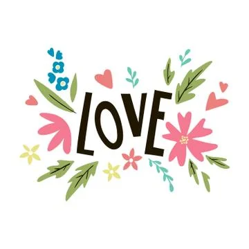 LOVE lettering. Vector template for greeting cards. Stock Illustration