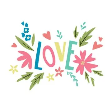 LOVE lettering. Vector template suitable for greeting cards. Stock Illustration