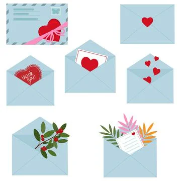 Love letters in an envelope, vector illustration in a modern design in a flat Stock Illustration