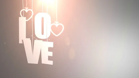 LOVE letters hanging on string falling from the ceiling with white backgound 스톡 동영상 105966589