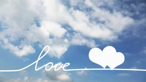 Love letters looping with hearts loop on sky time lapse background Vídeos de archivo 332813309