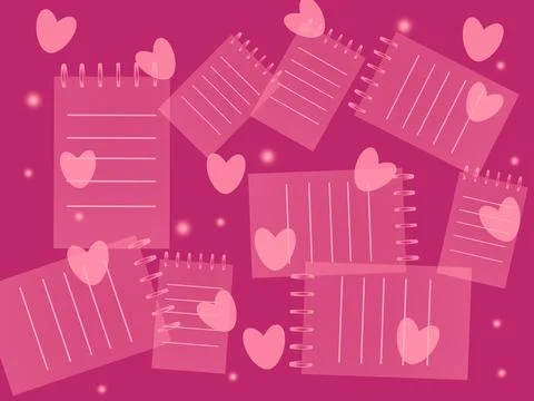 Love letters on pink notepad pink background 스톡 일러스트