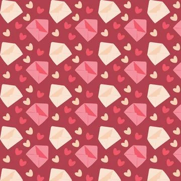 Love letters seamless pattern with envelope and heart for printing on wrapping 스톡 일러스트