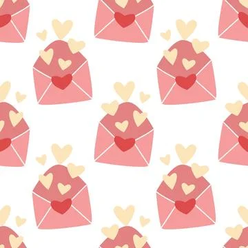 Love letters seamless romantic pattern Stock Illustration