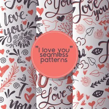 Love lettring vector seamless pattern lovely calligraphy lovable sign sketch Stock Illustration