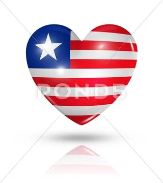 Love liberia, heart flag icon Stock Illustration