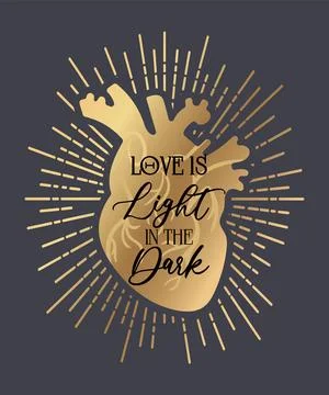 Love is the light in the darkness. An image of a shining, anatomically accurate Illustrazione stock