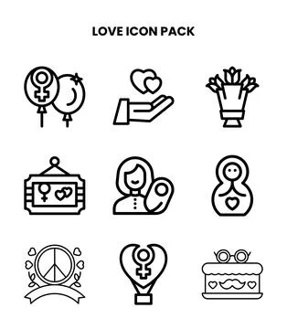 Love Line Graphics Icons Pack Stock Illustration