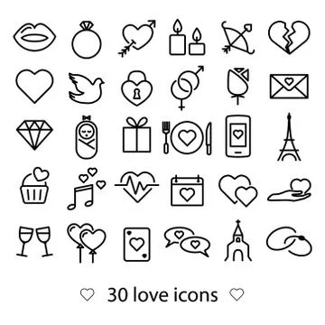 Love line icons Stock Illustration