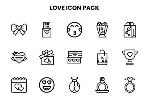 Love Line Icons Pack Stock Illustration