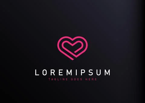 Love linear logo design. Vector illustration of abstract love in one line ico イラスト素材