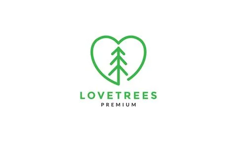 Love lines with tree pine logo symbol vector icon illustration graphic design Stock Illustration