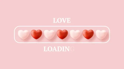 Love Loading Bar Animation For Valentine's Day Concept with realistic heart. 4K Stock Footage