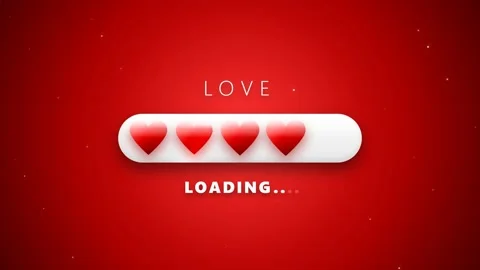 Love Loading Bar with Red Hearts and Particles on Red Background Stock Footage 336617639