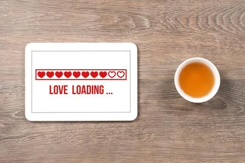 Love loading, concept with progress bar in digital tablet Stock Photos